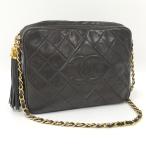 CHANEL ココマーク ラムスキン フリンジ タッセル ショルダーバッグ ブラック