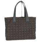 CHANEL ニュートラベルライントート MM トートバッグ ナイロン ブラック ブラウン