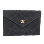 CHANEL футляр для карточек Bicolore здесь Mark стразы атлас черный 