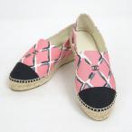 CHANEL シャネル エスパドリーユ フラットシューズ #38 ピンク G30898