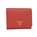 PRADA 三つ折り財布 コンパクトウォレット サフィアーノ レザー レッド 1MH176