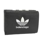 BALENCIAGA 三つ折り財布 バレンシアガ アディダス コラボ レザー ブラック 721893