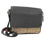 ショッピングシグネチャー COACH ショルダーバッグ シグネチャー キャンバス レザー ブラック ベージュ CE534