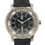 BVLGARI ソロテンポ 腕時計 SS レザーブレス クオーツ ブラック文字盤