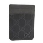 GUCCI магнит футляр для карточек кожа ×PVC покрытие парусина серый 817197