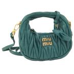MIUMIU ワンダーマテラッセ ホーボーバッグ 2WAYハンドバッグ レザー ターコイズ グリーン 5NR019