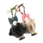 ショッピングスパンコール Demodee バッグチャーム ファー×スパンコール グレー&ピンク 《ペア》