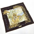 Salvatore Ferragamo サルバトーレ・フェラガモ スカーフ 虎デザイン ブラウン×ホワイト×イエロー シルク100%