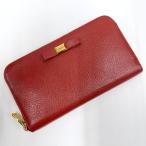 MIUMIU ミュウミュウ ラウンドファスナー長財布 レザー レッド×ゴールド金具
