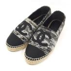 CHANEL обувь эспадрильи здесь Mark твид черный белый G29762 указанный размер 37