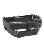 BOTTEGA VENETA браслет SV925× кожа черный × серебряный 