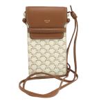 CELINE phone сумка кожа ×PVC Brown × слоновая кость 