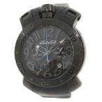 GaGa MILANO マヌアーレ 48 クロノグラフ メンズ腕時計 SS クオーツ ラバー ブラック文字盤 8012.01