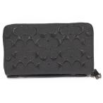 ショッピングラウンド COACH ラウンドファスナー長財布 ダブルジップ オーガナイザー シグネチャー 型押しレザー ブラック 93425