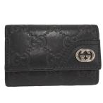 GUCCI 6 полосный чехол для ключей Guccisima Inter locking G GG рисунок кожа черный 181680
