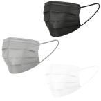 マスク カラーマスク（３色）１２０枚 ４箱セット PFE不織布３層マスク３０枚入り（１箱） ブラック グレー ソリッド  花粉対策グッズ ワイドサイズ