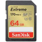 ショッピングカード SDカード SanDisk Extreme SDXCカード 64GB UHS-I U3 V30 4K R:170MB/s W:80MB/s 4K Ultra HD対応SDSDXV2-064G-GNCIN 海外パッケージ 送料無料