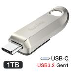 USBメモリ 1TB SanDisk サンディスク Type-C Ultra Luxe スライド式 R_400MB/s USB3.2 Gen1 USB3.0 USB-C 金属筐体SDCZ75-1T00-G46 海外パッケージ 翌日配達