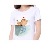 Tシャツレディース半袖猫柄綿100...