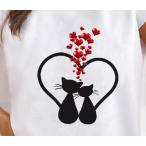 Tシャツレディース半袖猫柄綿100...