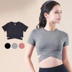  футболка спорт одежда tops женский короткий рукав тугой талия Cross короткий спортивный модный фитнес йога Jim S M L XL JOCOSA 8731