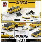 BM CREATIONS 1/ 64 ホンダ シビック EF2 1991 カスタムイエロー/ ブラックボンネット LHD(64B0470)ミニカー 返品種別B