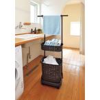 ショッピング分別 JEJアステージ レクエア ランドリーバスケット(ハンガー付・ダークブラウン) JEJ 1020814 返品種別A