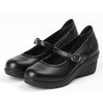 ショッピングウェッジソール Lady worker(レディワーカー) ベルト付き ウェッジソールパンプス(ブラック・サイズ：21.5cm)  返品種別A