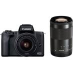 キヤノン ミラーレス一眼カメラ「EOS Kiss M2」ダブルズームキット(ブラック) Canon KISSM2BK-WZK 返品種別A