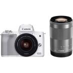 キヤノン ミラーレス一眼カメラ「EOS Kiss M2」ダブルズームキット(ホワイト) Canon KISSM2WH-WZK 返品種別A