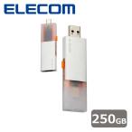 エレコム｜ELECOM SSD 外付け 250GB USB3.2Gen2 読込最大1000MB/秒 USBメモリ型 ポータブルSSD(シルバー) ESD-EWC0250GSV 返品種別B