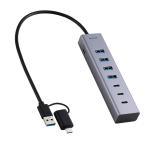 エレコム USBハブ 7ポート USB3.2 Gen1(5Gbps) USB-A×4 USB-C×3+ハブ給電用USB-C×1 USB-A→USB-C変換アダプター付(シルバー) U3HC-T070SV 返品種別A