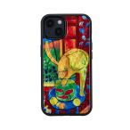 ikins(アイキンス) iPhone 13(6.1インチ)用 背面カバー型 天然貝ケース(魚と猫) I21052I13 返品種別A