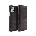 abbi iPhone 13 mini(5.4インチ)用 クロコダイル イタリアン手帳型レザーケース(ダークブラウン) ABBI SIGNATURE ABS21790I13MNBR 返品種別A