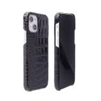 abbi iPhone 13(6.1インチ)用 クロコダイル イタリアン レザーバックケース(ブラック) ABBI SIGNATURE ABS21806I13BK 返品種別A