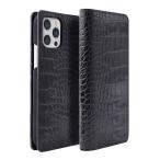 abbi iPhone 13 Pro Max(6.7インチ)用 クロコダイル イタリアン 手帳型レザーケース(ブラック) ABBI SIGNATURE ABS21822I13PMBK 返品種別A