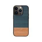 Man＆Wood iPhone 14 Pro用 背面カバー型 天然木ケース(Denim) I23633I14P 返品種別A