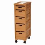 HAGIHARA(萩原) 天然木製 ストッカーワゴン(ナチュラル・幅25×奥行40×高さ79cm) MUD-6781NA 返品種別A