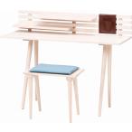 不二貿易 デスクセット(幅120×奥行47.5×高さ74〜94cm・ホワイトウォッシュ) Natural Signature デスク＆スツールセット 37672 返品種別A