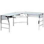 不二貿易 ガラスPCデスク L型(ホワイ