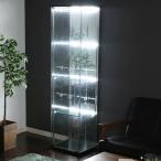 不二貿易 ガラスコレクションケース 4段(背面ミラー) LEDライト付(ブラック) 99491 返品種別B