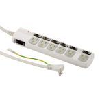 オーム アース＆雷ガード/ 3Pプラグ対応 個別スイッチ付き 節電タップ 6個口 1.8m OHM 00-1259 HS-T1259W 返品種別A