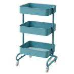 YAMAZEN バスケットトローリー(ターコイズブルー) LBT-3-TBL 返品種別A