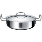 浅型両手鍋 25cm 3.4L ジオプロダクト GEO-25S 宮崎製作所 IH・ガス対応 全面7層構造 日本製 ステンレス鍋　GEO-25S　1132-054