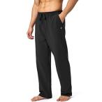 Pudolla Mens Cotton Yoga Sweatpants Athletic Lounge Pants Open Bottom Casua