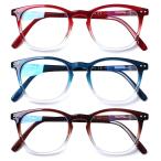 Henotin 3-Pack Blue Light Blocking Reading Glasses,Spring Hinge Computer Re