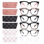 CHOFILORD 6 Pack Fashion Reading Glasses for Women Men Blue Light Blocking