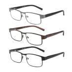 JJWELL 3 Pack Blue Light Blocking Metal Reading Glasses for Men, Anti Compu