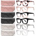 CCVOO 6 Pack Oprah Style Reading Glasses for Women Blue Light Blocking Comp