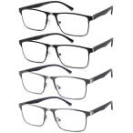 Dilly Vision 4-Pack Mens Reading Glasses Blue Light Blocking,Spring Hinge S